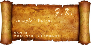 Faragó Kolos névjegykártya
