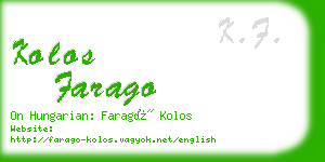 kolos farago business card
